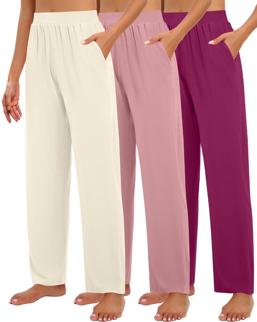 Huukeay 3 Pack Women's Lounge Pants Cozy Sweatpants Xx-large Fuchsia