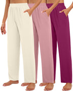 Huukeay 3 Pack Women's Lounge Pants Cozy Sweatpants Xx-large Fuchsia