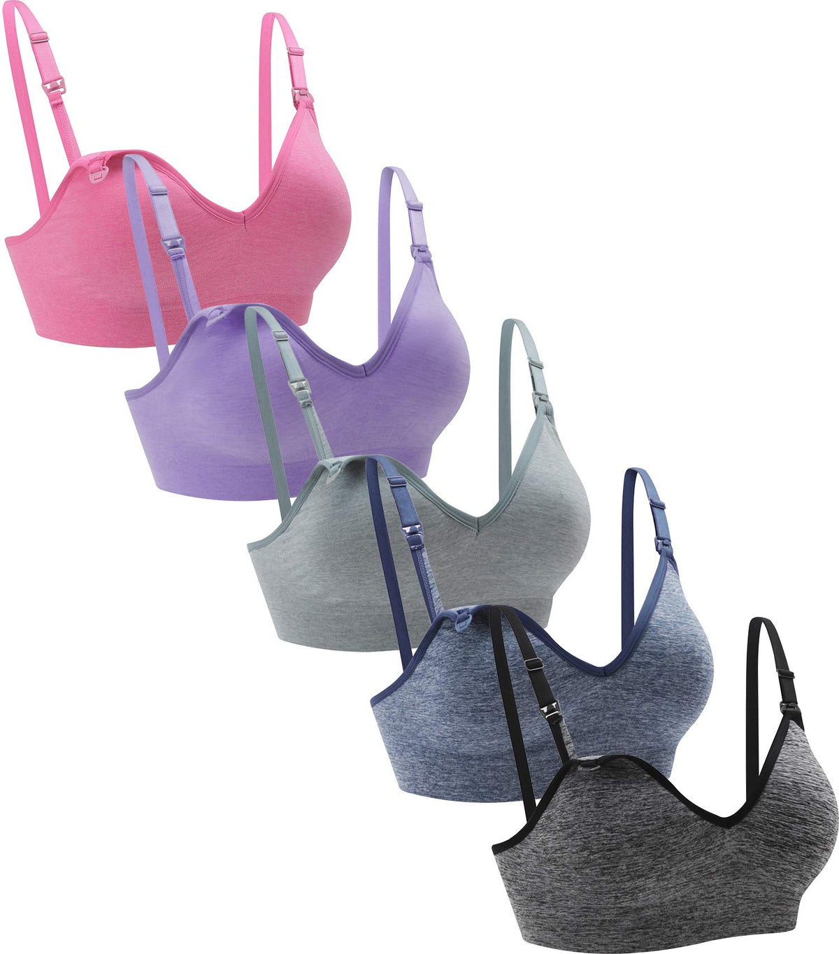 Women's Suekaphin 5pack Wireless Deep V Neck Bralette Sleeping Breastfeeding,large,melange-a Nursing Bra