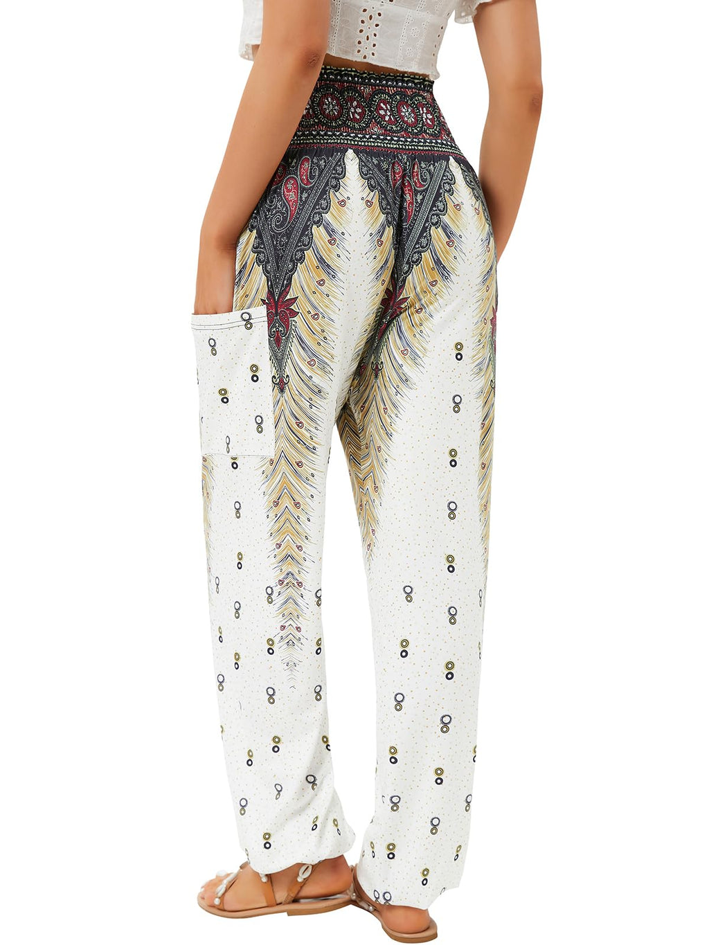 Qianxizhan Women's Harem Pants High-Waist Yoga Boho - Style 66