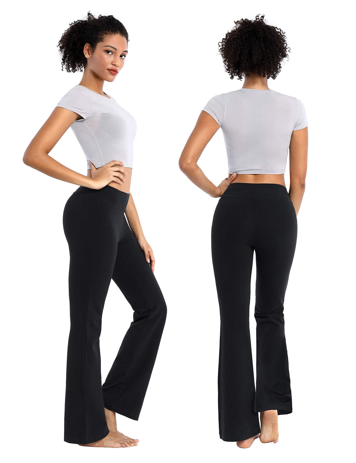 Bubblelime Women Cotton Bootcut Yoga Pants Black S 29" Inseam