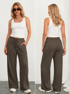 Athmile Women's Wide-Leg Sweatpants High-Waisted Baggy Teen - Coffee