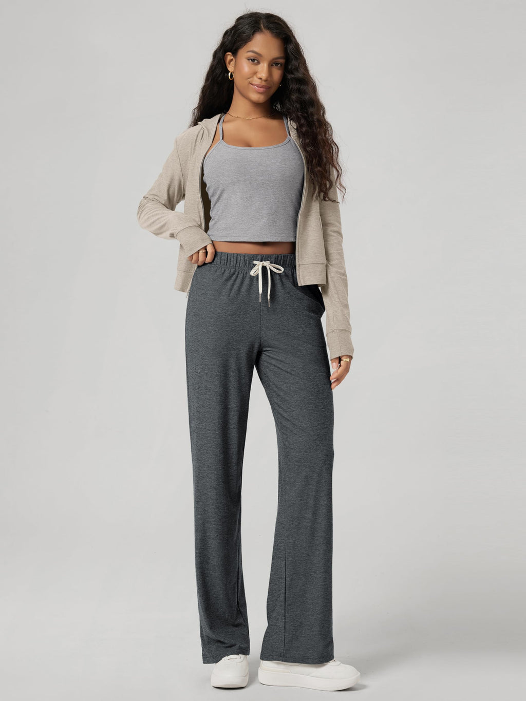 Ododos Women's Straight-Leg Pants Ultra Soft - Charcoal Heather
