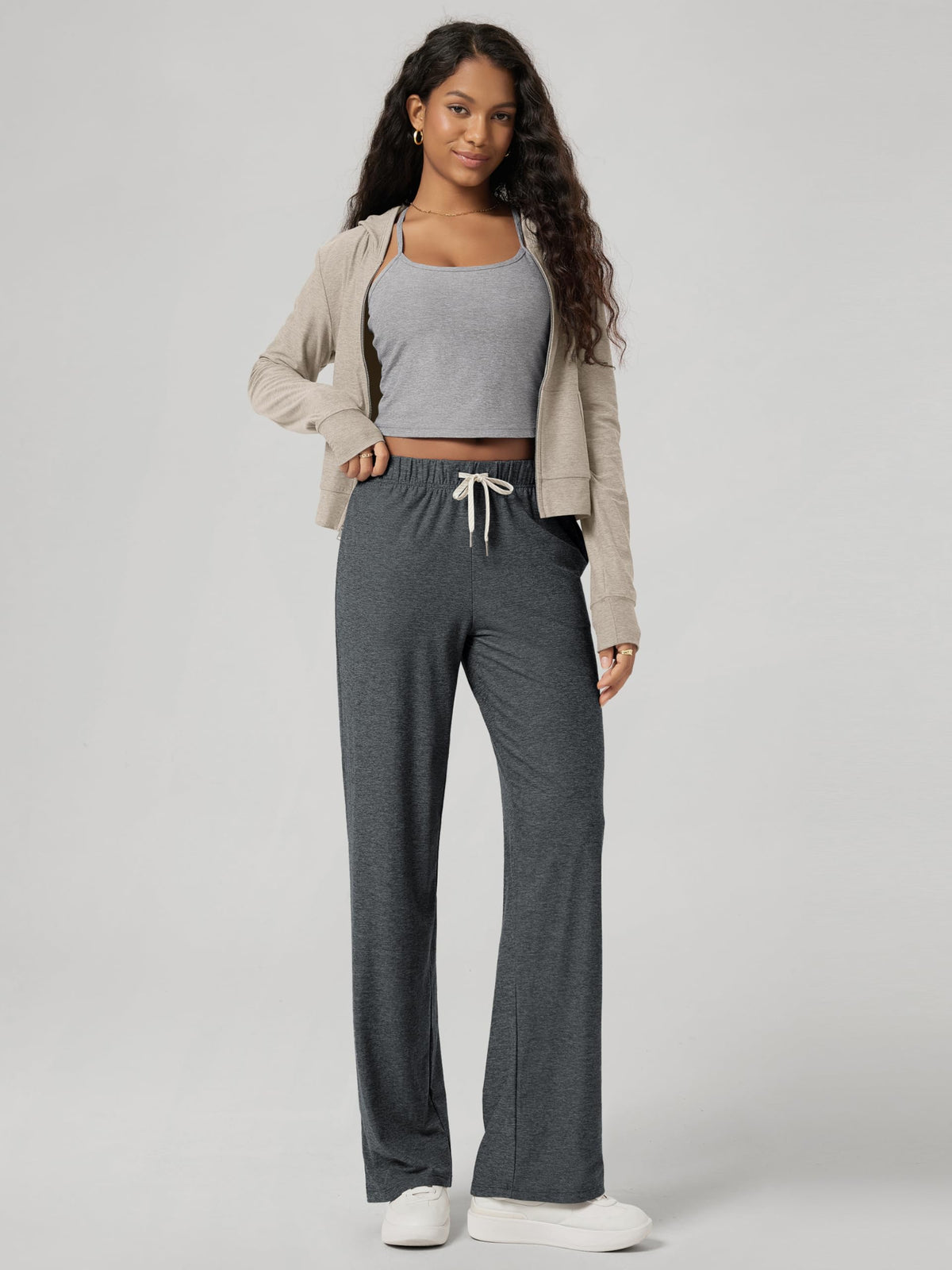 Ododos Women's Straight-Leg Pants Ultra Soft - Charcoal Heather