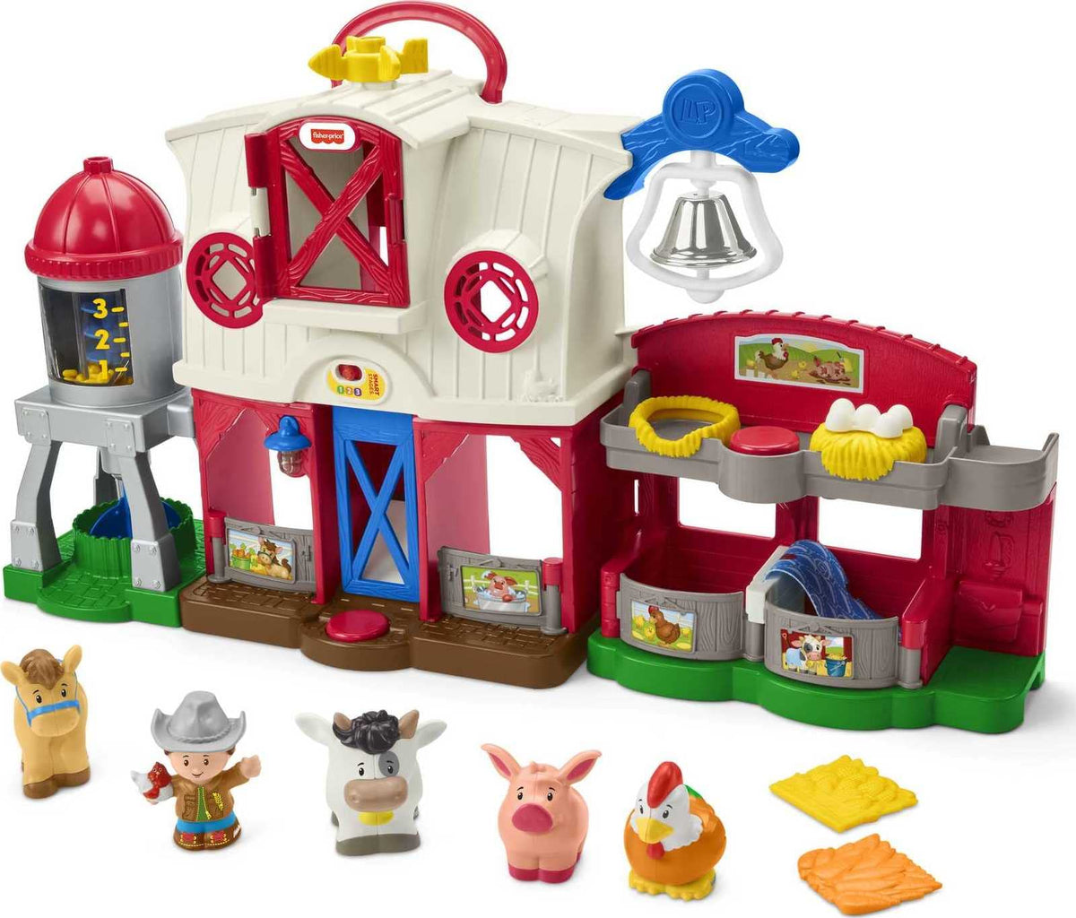Fisher-Price Little People Caring for Animals Farm Electronic Interactive playset with Smart Stages Learning Songs for Toddlers Ages 1 and up (Fanci Exclusive)