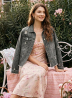Evaless Women's Vintage Ripped Distressed Denim Jean Jacket Coats 2026 Trendy Fall Spring Casual Long Sleeve Button Down Outwear With