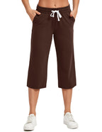 Specialmagic Women's Capri Pants Cotton Sweatpants Mocha Brown L