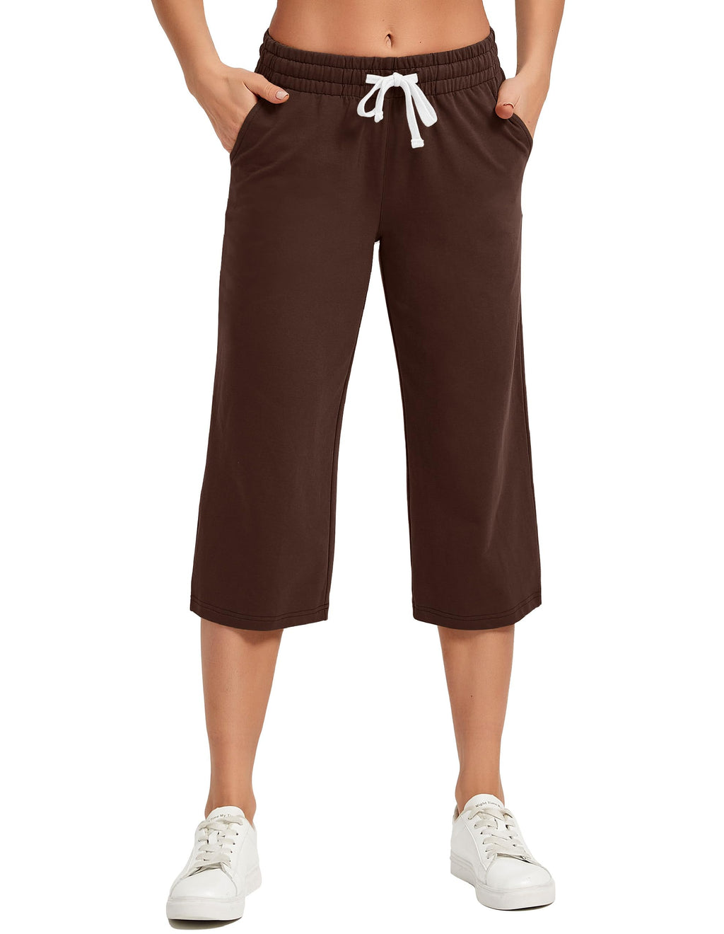 Specialmagic Women's Capri Pants Cotton Sweatpants Mocha Brown S