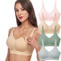Women's Gxxge 4pack for Breastfeeding Comfort Seamless Pregnancy Sleep Bralette Alice Blue Fair Green Pink Beige Large Nursing Bra