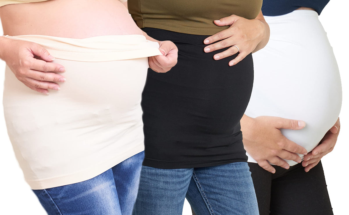 Women's Maddie Moo Belly Bands Available in 8 Sizes and 7 Colors. Maternity & Postpartum Shirt Extender 3 Packs for All Stages of Pregnancy Intimates