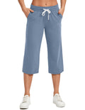 Specialmagic Women's Capri Pants Cotton Sweatpants Smog Blue 2xl