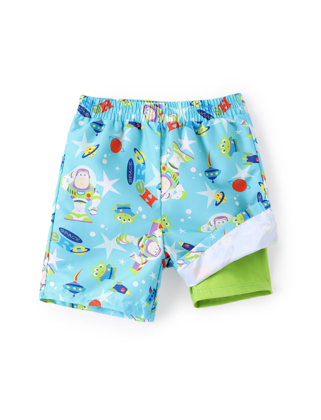 Disney Toy Story Buzz Lightyear Toddler Boys Rash Guard Swim Trunks Compression Liner Swim Shorts UPF 50+Swimming Trunks Surf Bathing Suit Kids Swimsuit Light Blue Swimwear Pool Board Shorts 3-4 Years