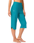G Gradual Women's 18'' Swim Capri Pants with Pockets(Lake Blue,XL)