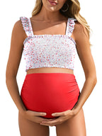 Women's Summer Mae Maternity Swimsuit Ruffled Two-Piece - Size XX-Large