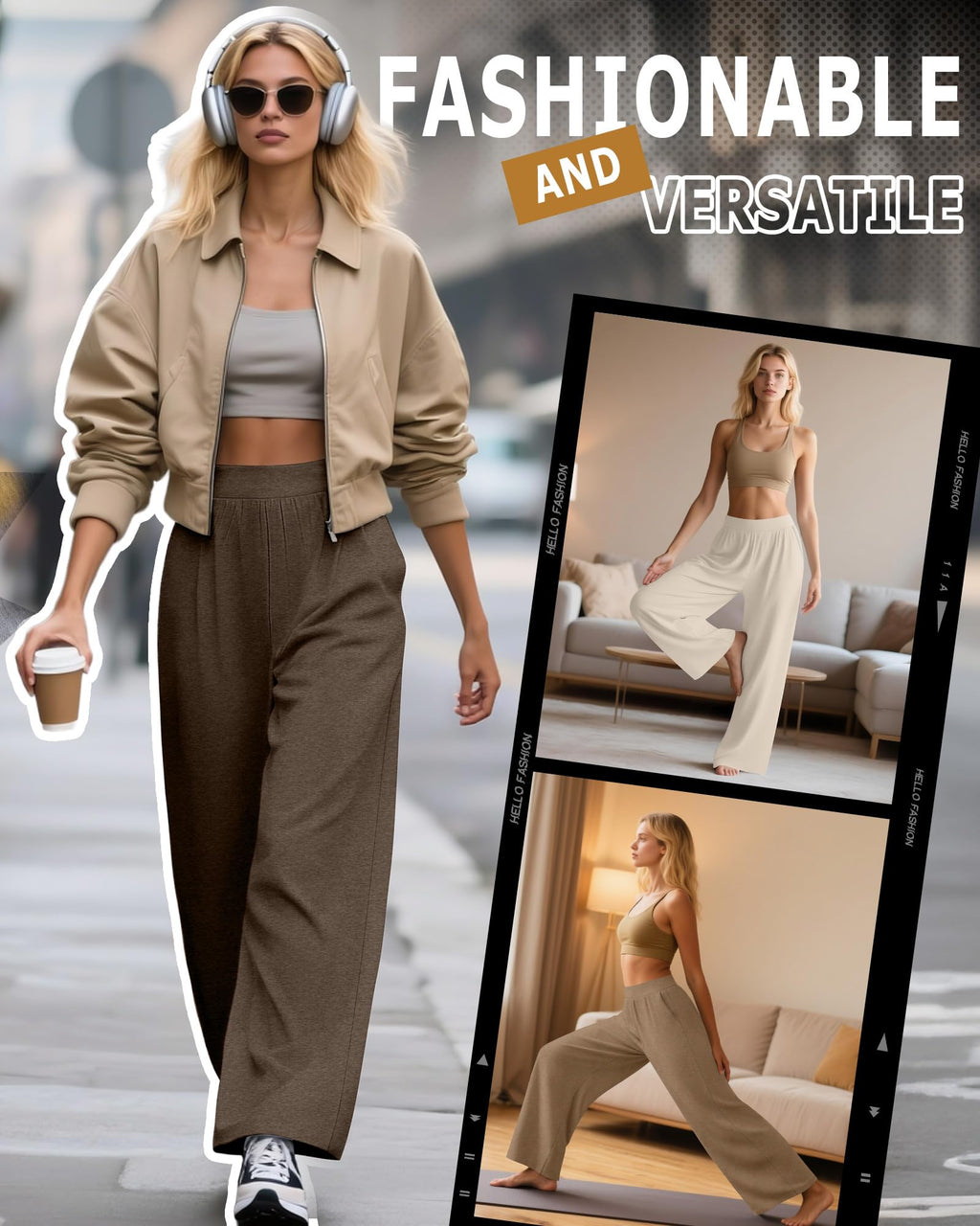 Huukeay 3 Pack Women's Lounge Pants Cozy Sweatpants Large Dark Brown