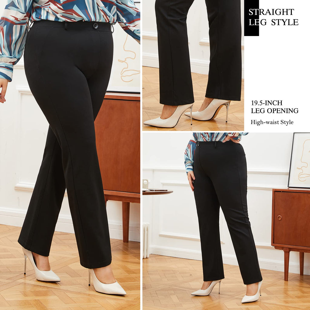Dgd Plus Size Women's Straight-leg Dress Pants Slacks For - Size XX-Large