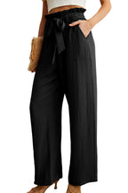 Iwollence Women High-Waist Palazzo Pants Adjustable Knot Ankle