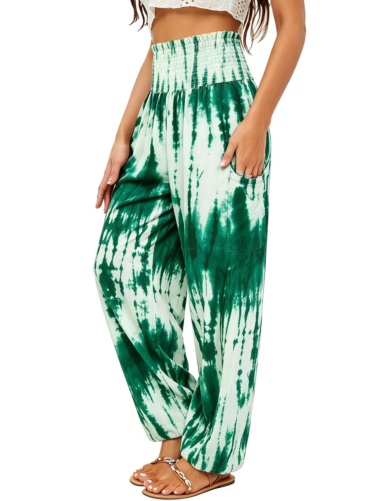 Qianxizhan Women's Harem Pants High-Waist Yoga Boho - Style 58