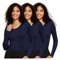 3 Pack Underscrub Long Sleeve Women, Scrubs Undershirts, Navy Blue, L