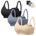 Angelhood Women's Seamless Sleep ,breastfeeding with Remove Pads Extenders Pack of 3 Nursing Bra
