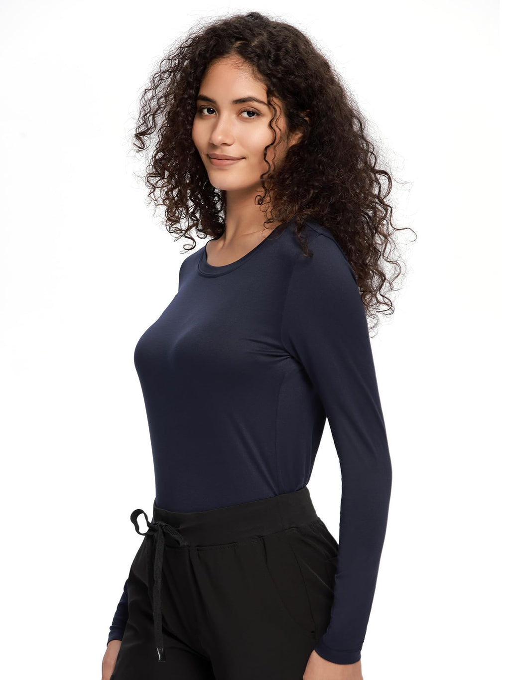 3 Pack Underscrub Long Sleeve Women, Scrubs Undershirts, Navy Blue, L