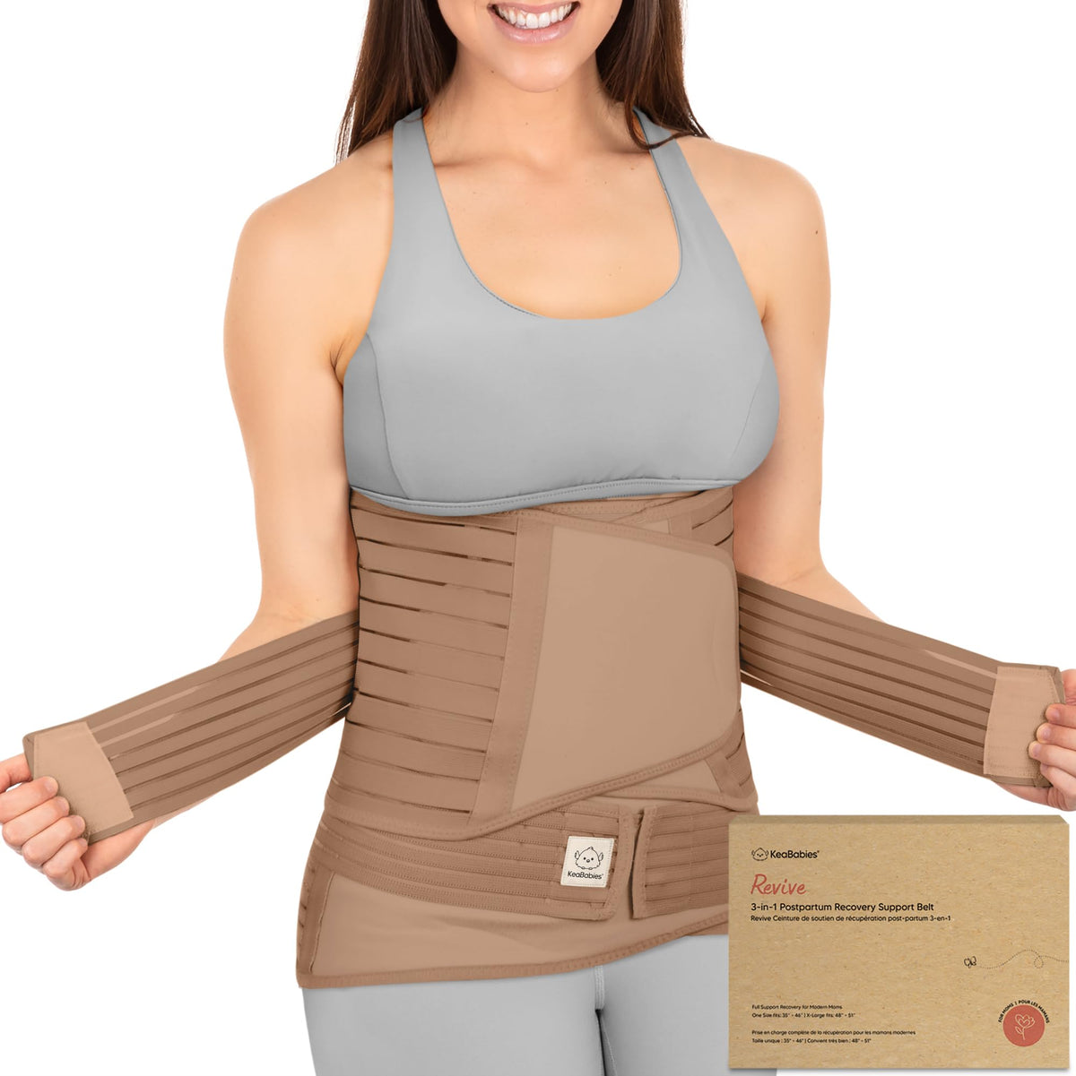 Women's 3 in 1 Postpartum Belly Support Recovery Wrap Band (warm Tan, M/l) Intimates