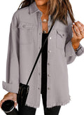 Dokotoo Jean Jacket Women Button Down Denim With Pockets Grey 2xl - A Gray