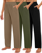 Huukeay 3 Pack Women's Lounge Pants Cozy Sweatpants Large Black Army
