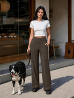 Women's Copyleaf Wide-Leg Pants Woman High-Waist Casual - Size Small
