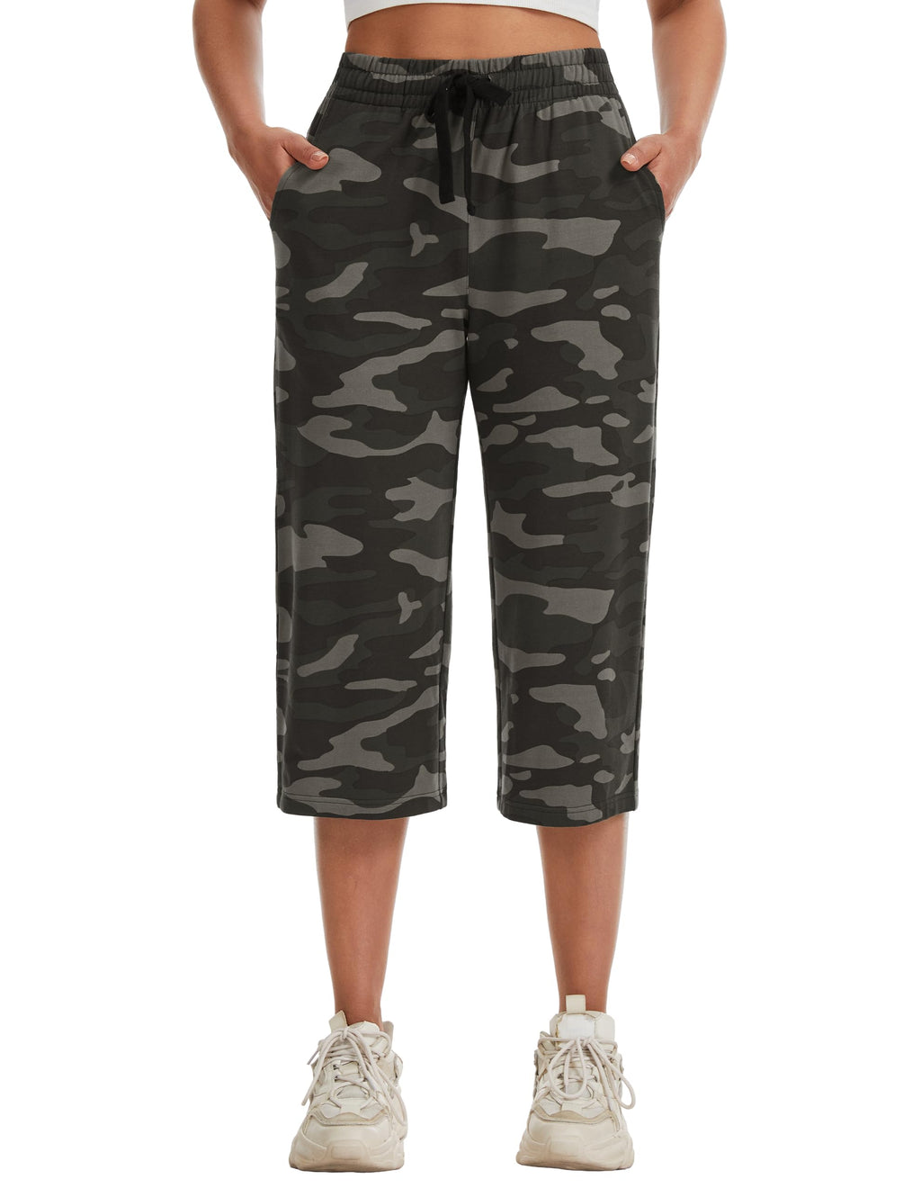 Specialmagic Women's Capri Pants Cotton Sweatpants Olive Camo 3xl