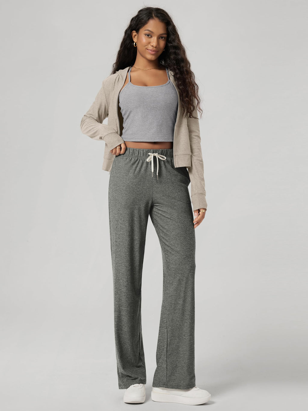 Ododos Women's Straight-Leg Pants Ultra Soft Odstratum - Smoke Heather