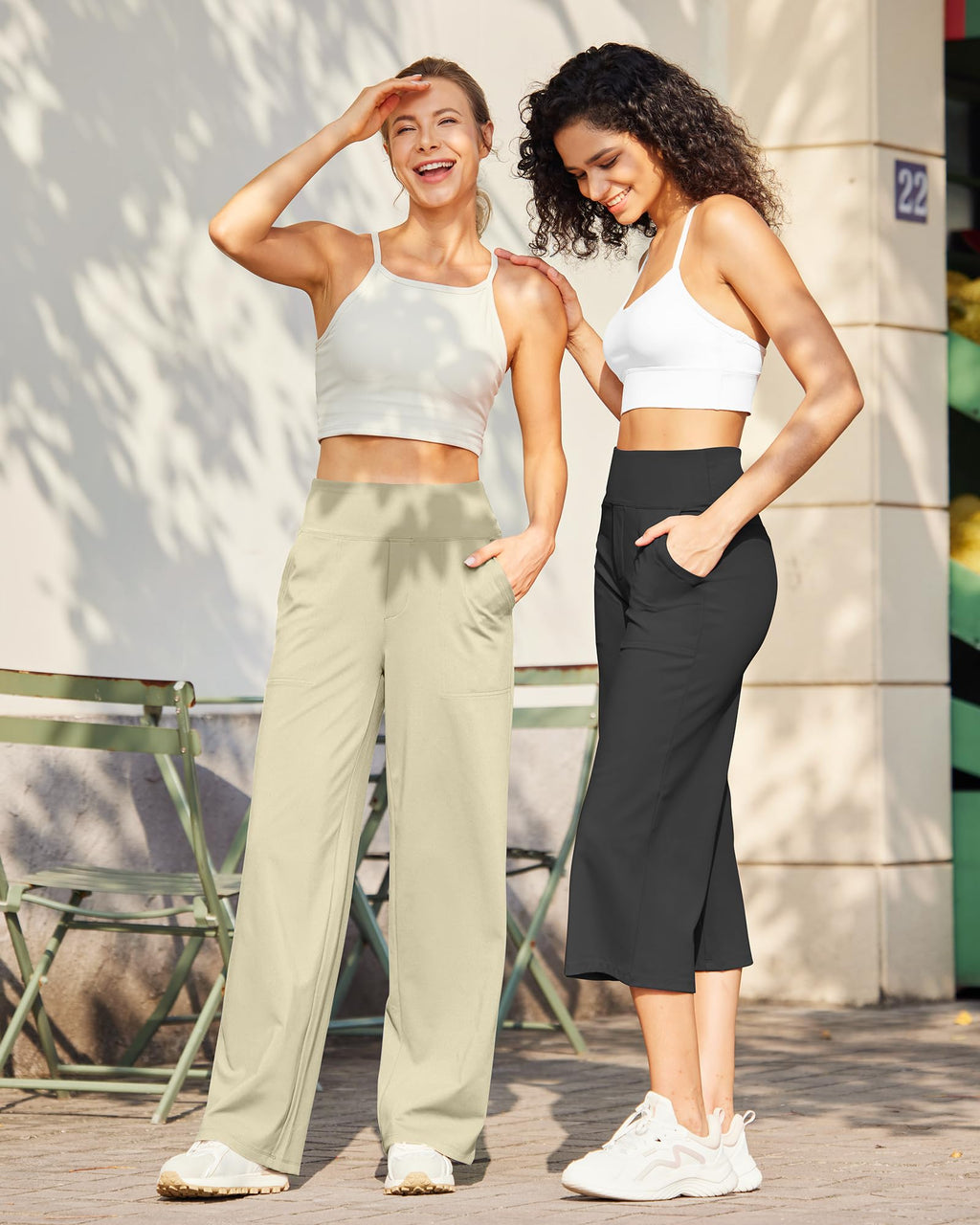G4free Yoga Pants For Women With Pockets High-Waist Apricot S Tall