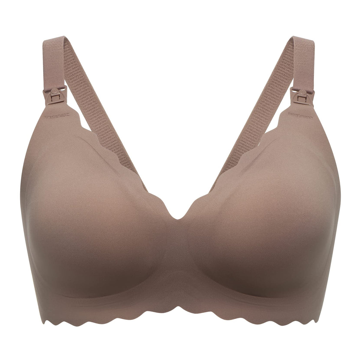 Women's Momcozy for Breastfeeding, Seamless Pregnancy Wireless Classic Jelly Strip Support Dark Brown Nursing Bra