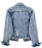 Kedera Denim Jacket For Women Distressed Jean Jackets Button Up Vintage Western Trucker - Snowflake Blue