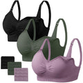 Angelhood Women's Seamless Sleep ,breastfeeding with Remove Pads Extenders Pack of 3 Nursing Bra