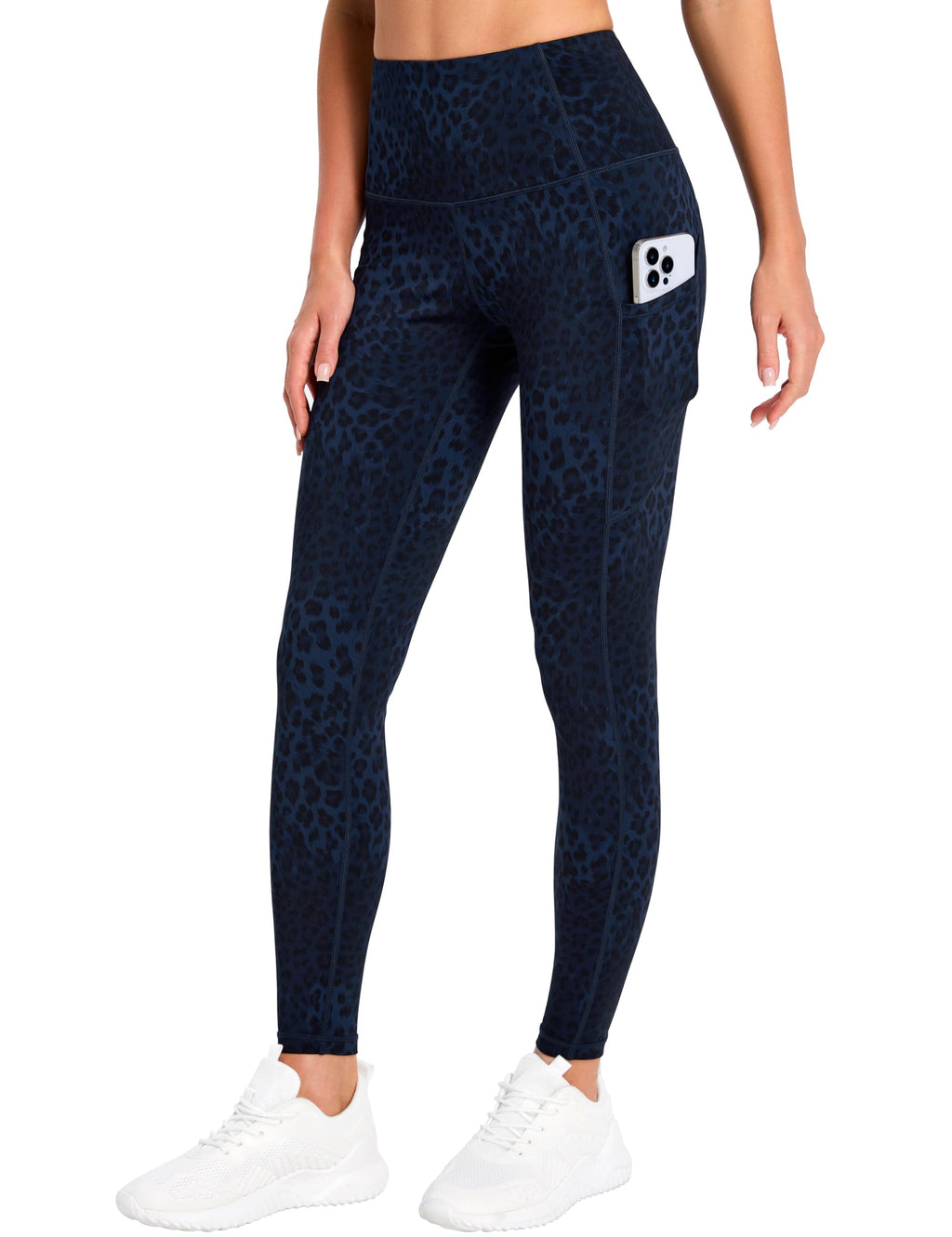 The Gym People Women's Thick High-Waist Yoga Pants - Blue Leopard
