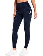 The Gym People Women's Thick High-Waist Yoga Pants - Blue Leopard