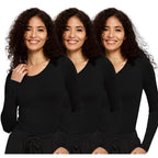 3 Pack Underscrub Long Sleeve Women, Scrubs Undershirts, Black, 3XL