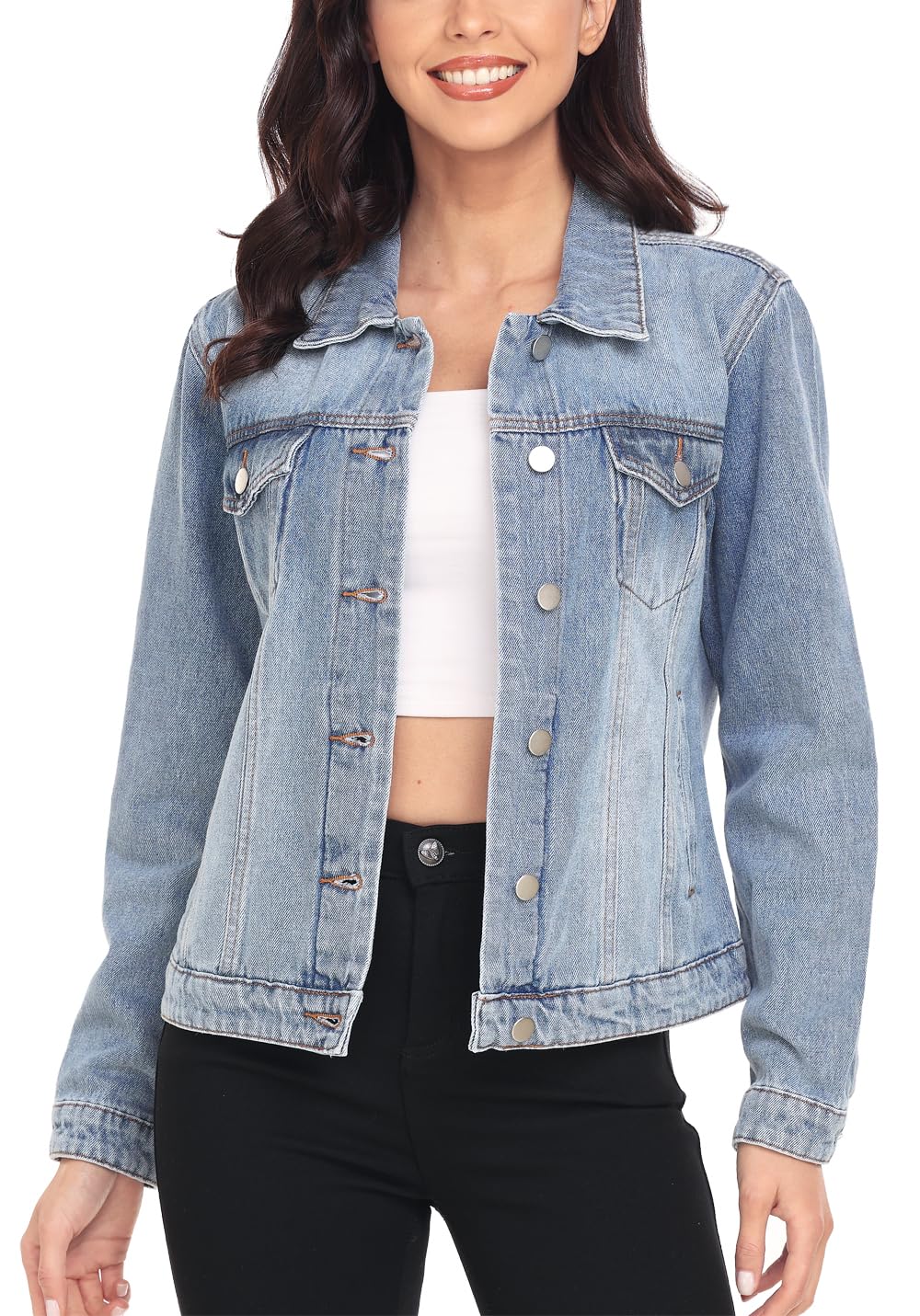 Miss Moly Women's Denim Jacket Classic Button Up Jean Retro Blue S