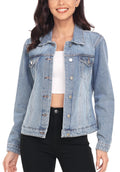 Miss Moly Women's Denim Jacket Classic Button Up Jean Retro Blue S
