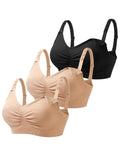 Hofish 3 Pack Wire-free for Women's Triple Clips Space Lift Seamless Comfort for Breastfeeding Nursing Bra
