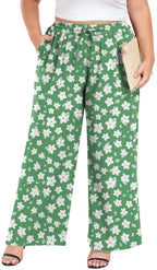 Lastshe Women's Plus Size Wide-Leg Pants Yoga For - Mint Green White