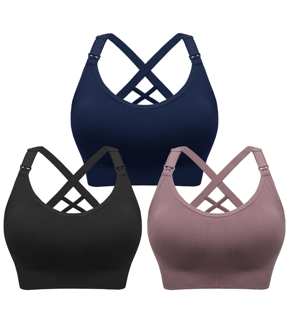 Women's Angelhood 3 Pack for Breastfeeding, Seamless Sports Low-impact Support Yoga for Pregnancy, X-large Nursing Bra