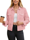 Glamaker Jean Jacket Women 2026 Long Sleeve Vintage Western Button Down Shacket Trendy Autumn Outfits With Pockets (pink Xs)