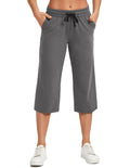 Specialmagic Women's Capri Pants Cotton Sweatpants Dark Grey S