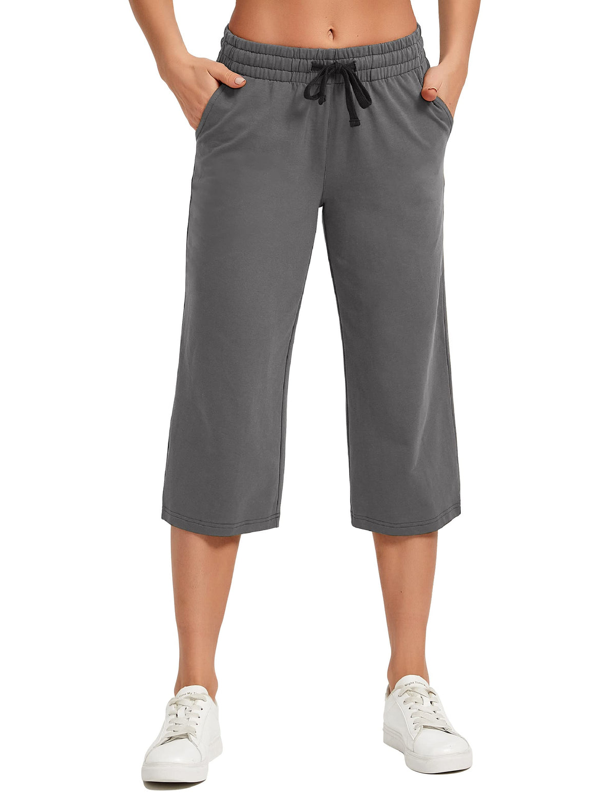 Specialmagic Women's Capri Pants Cotton Sweatpants Dark Grey S