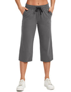 Specialmagic Women's Capri Pants Cotton Sweatpants Dark Grey L