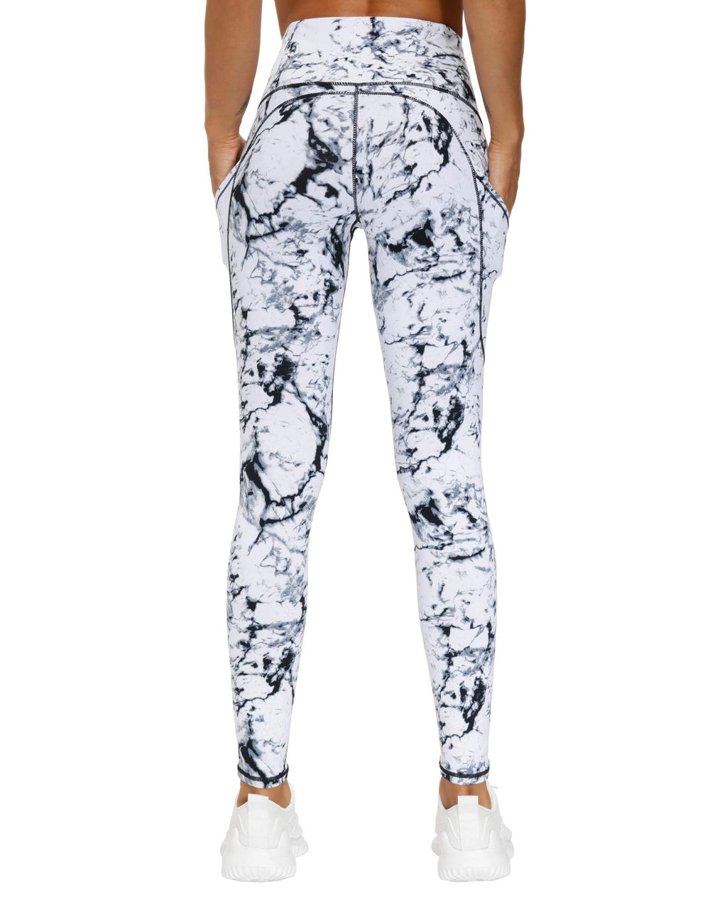 The Gym People Women's Thick High-Waist Yoga - Black/Marble White