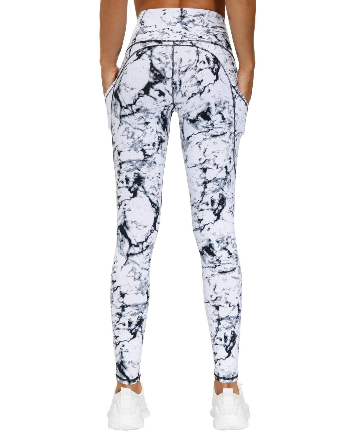 The Gym People Women's Thick High-Waist Yoga - Black/Marble White