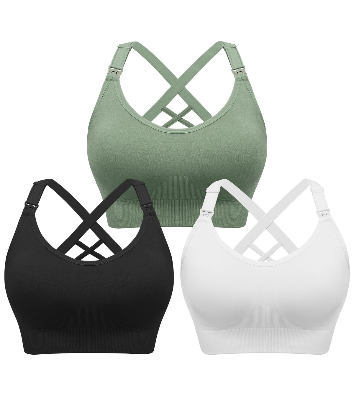 Women's Angelhood 3 Pack for Breastfeeding, Seamless Sports Low-impact Support Yoga for Pregnancy, X-large Nursing Bra